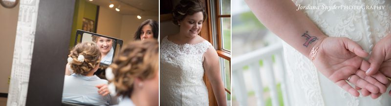A collage of photos with two women in the background.